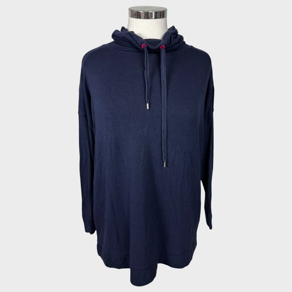 Chaps Sport Large Navy Blue Cowl Neck Drawstring Sweatshirt Viscose